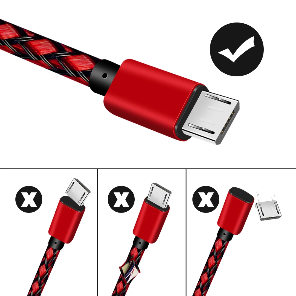 CAMDEMS 1 м 3 фута Плетеный Нейлоновый micro V8 usb кабель для передачи данных набор
