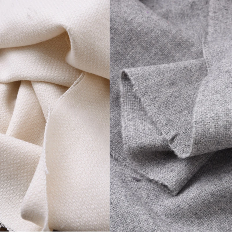 

140CM Wide 450G/M Milk White Gray Wool Fabric for Autumn and Spring Dress Overcoat Jacket H263