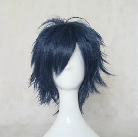 blue HAIRJOY красный зеленый синий коричневый розовый оранжевый Косплей парик Мужские слоистые короткие прямые синтетические волосы парики - Цвет: blue