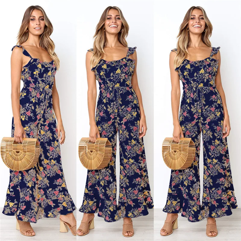 Jumpsuits for Women 2019 Rompers Womens Jumpsuit Casual Sexy Summer Chiffon Bandage | Женская одежда