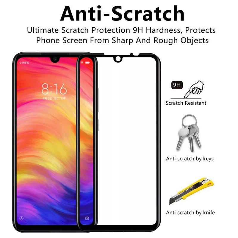 9H Премиум полное покрытие протектор экрана для Xiaomi Redmi Note 7 Pro защитная пленка
