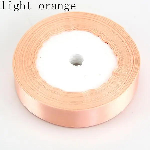 Light Orange 22 м/рулон) ширина 10 мм горячее предложение! Лучшая цена одна сатиновая подарочная лента упаковочная для украшения дома и свадьбы 29 цветов - Цвет: Light Orange