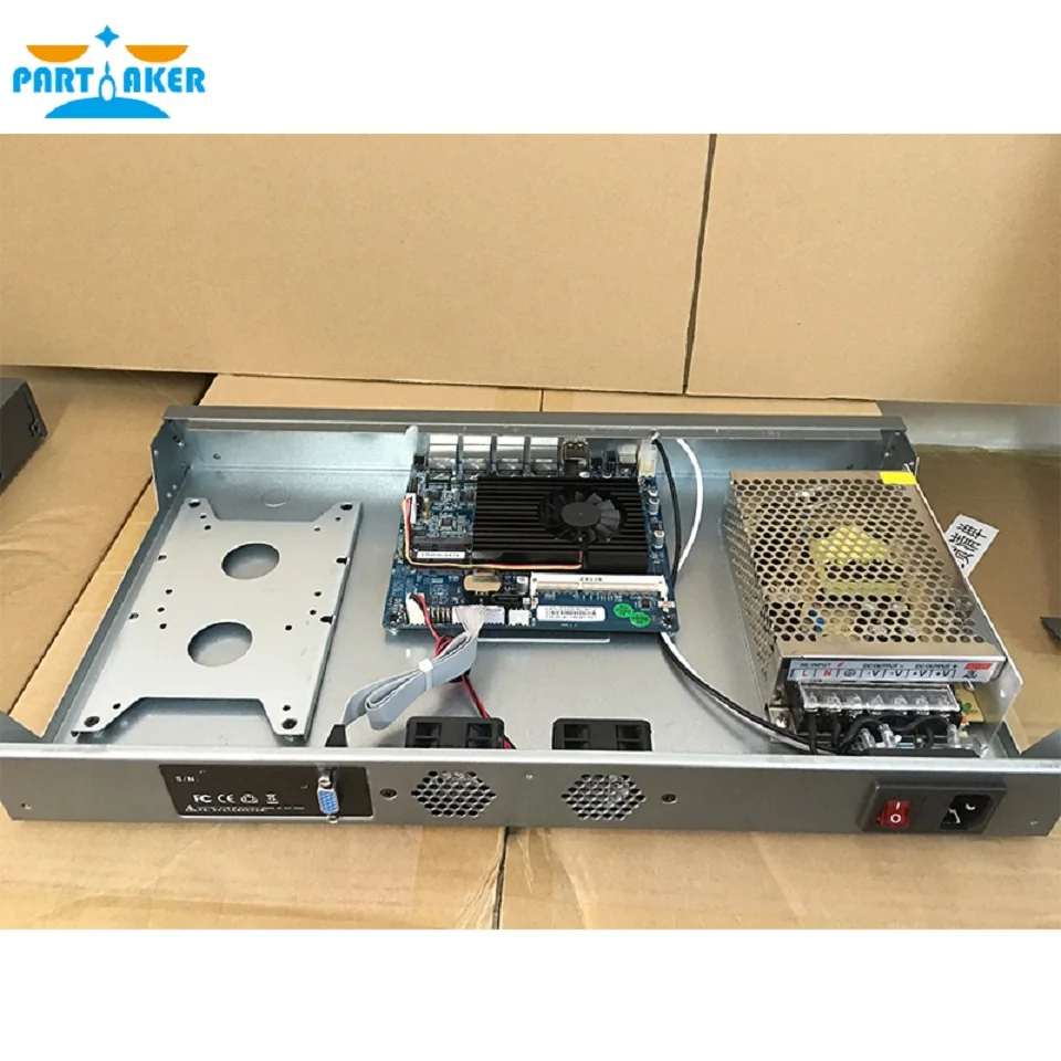 

Partaker R2 4 82583v Ethernet Ports Intel Atom D525 Cabinet Firewall Hardware with Rack Ears 2GB RAM 32GB SSD