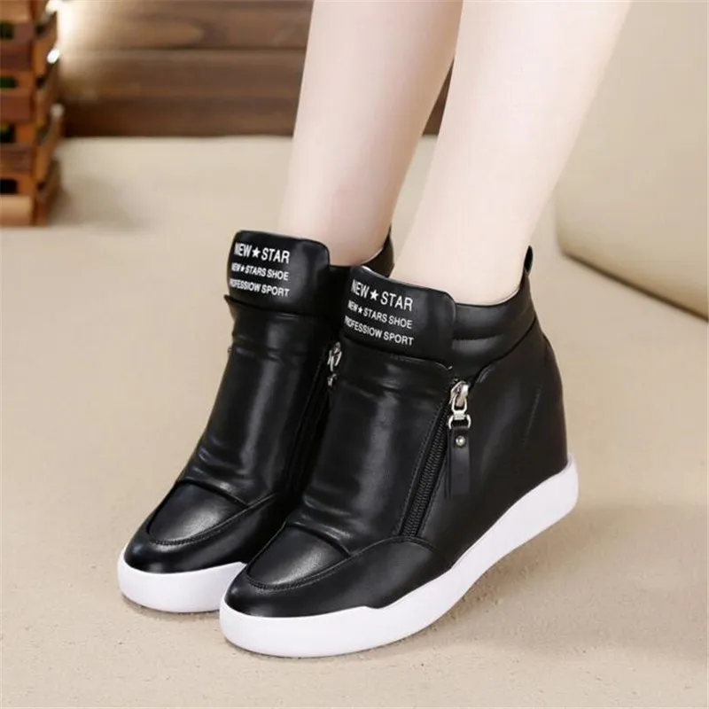 2017 г. Новая модная женская повседневная обувь белые туфли на танкетке из мягкой