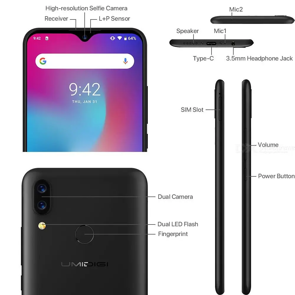 Глобальная версия смартфона UMIDIGI Power Android 9.0 большой аккумулятор 5150 мАч 18 Вт 6 3