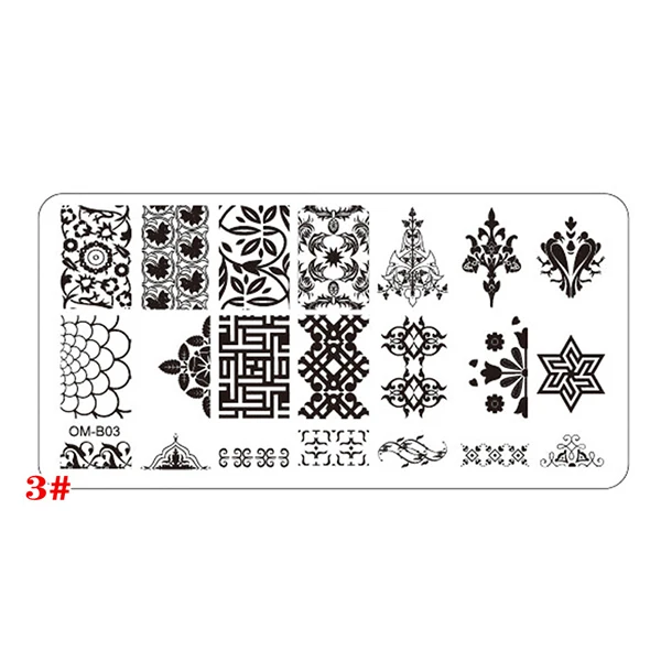 Pattern 3 1 шт. прямоугольник Нержавеющая сталь Дизайн ногтей штамповка Плиты шаблона цветочный Кружево сетки ногтей изображения Stamp плиты DIY Инструменты для маникюра - Цвет: Pattern 3
