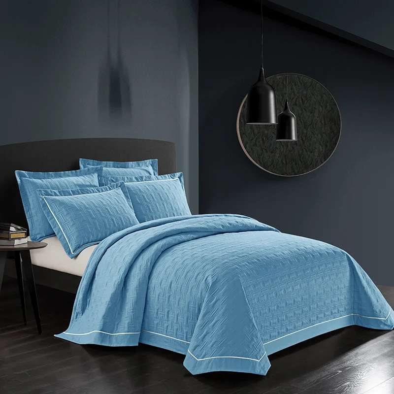 Ice blue Новинка, 3 шт., Роскошное хлопковое покрывало, покрывало, 245x250 см, комплекты одеял, белый, розовый, серый, синий, простыня, наволочка, покрывало - Цвет: Ice blue