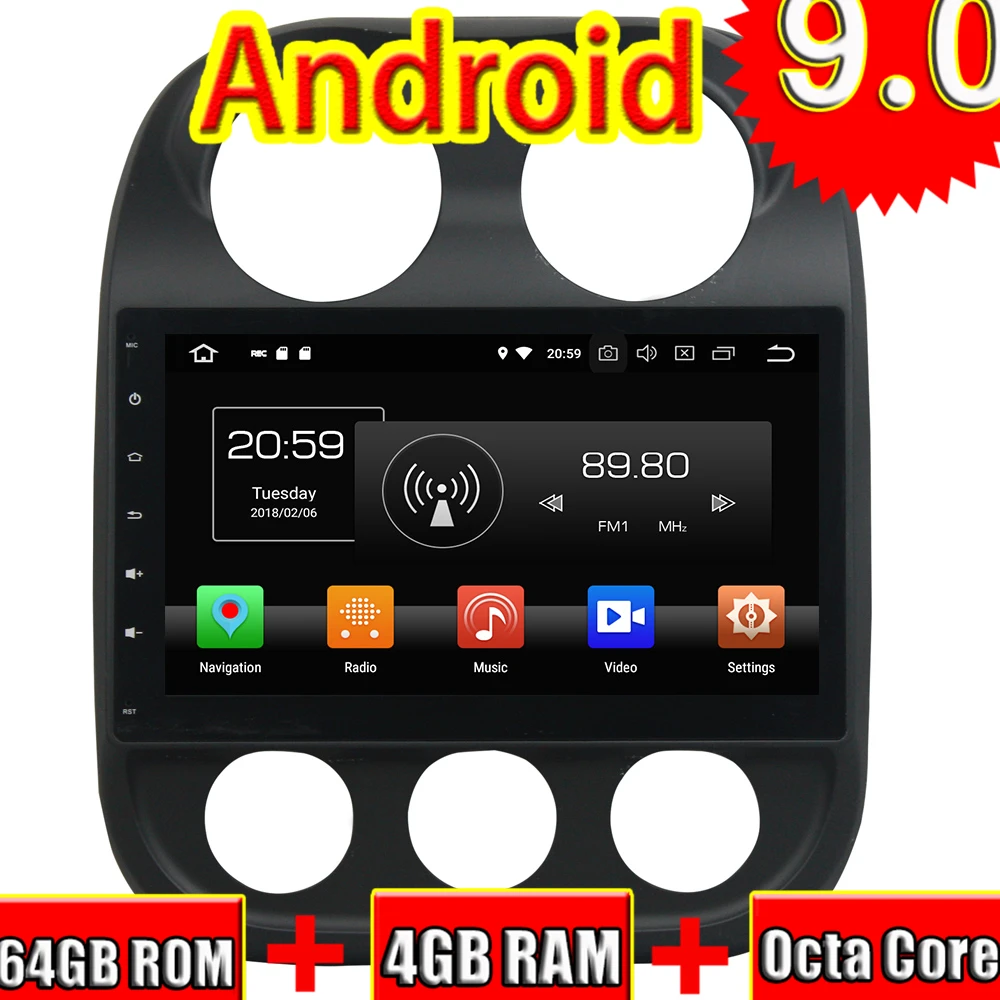 Topnavi Android 9 0 автомобильный Авторадио Мультимедиа Аудио для jeep Compass 2014 2015 GPS
