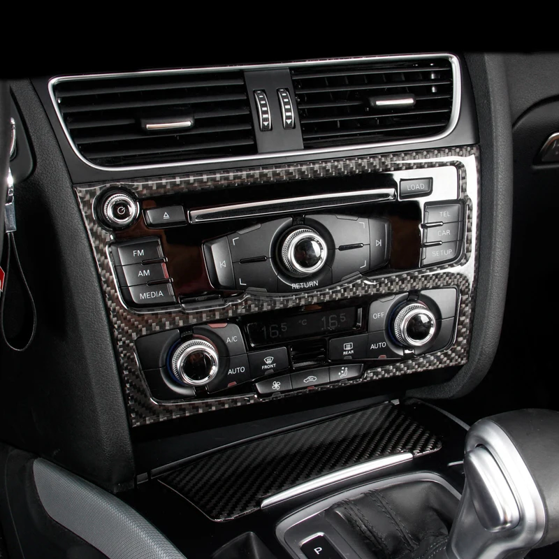 

Carbon fiber Center Console Air conditioning CD Panel Cover Trim Frame Sticker Auto Accessories For Audi A4 B8 A5 Q5 Car Styling