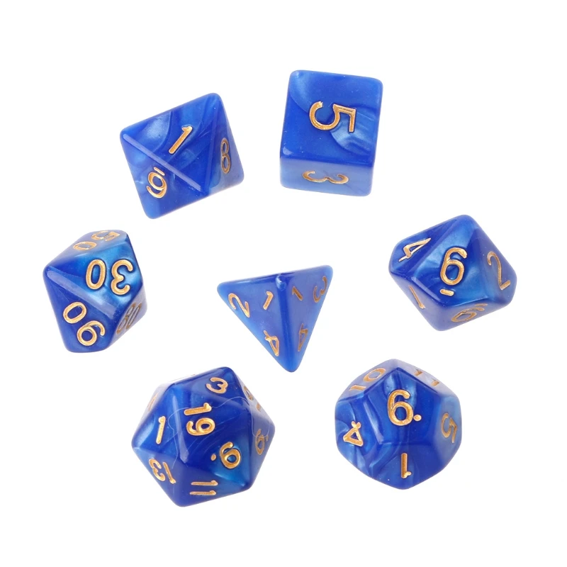 7 шт./компл. многогранные кости золотые цифры для Dragon Pathfinder D20 D12 2xD10 D8 D6 D4|polyhedral