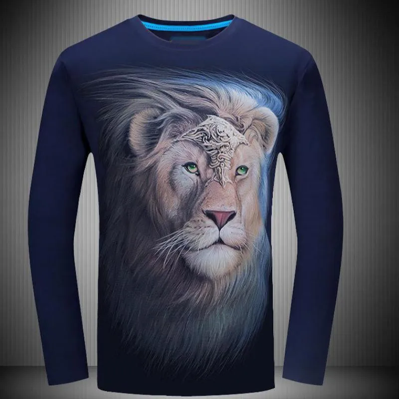 Новинка 2020 года сезон весна-осень футболка с длинными рукавами 3d принтом большой