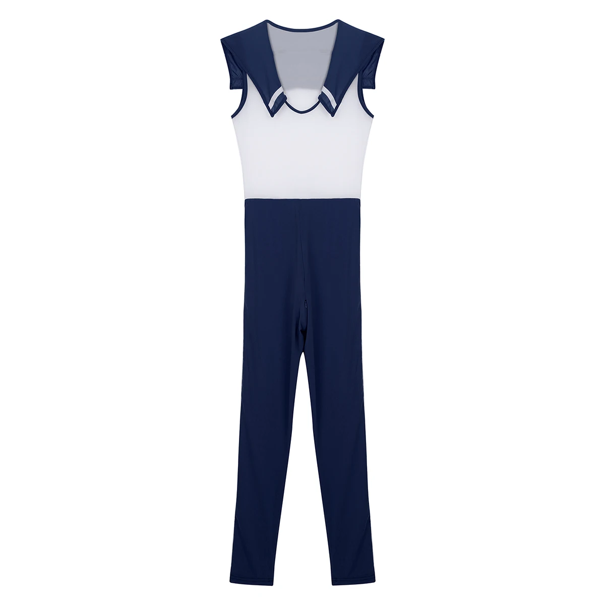 Navy Blue Женский японский костюм школьницы, женское белье, прозрачный матросский воротник, прозрачный Гладкий купальник, комбинезон - Цвет: Navy Blue