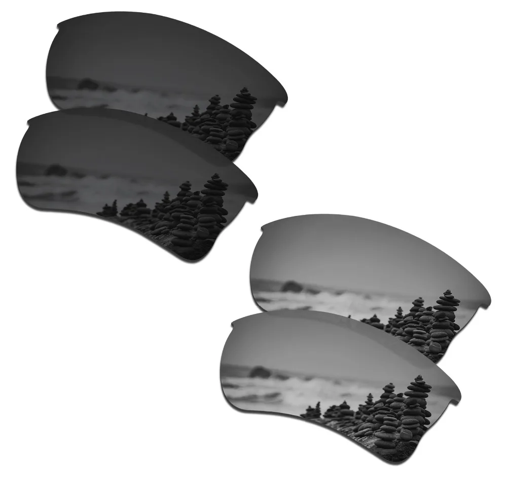 

SmartVLT 2 Pairs Polarized Sunglasses Replacement Lenses for Oakley Quarter Jacket Stealth Black and Silver Titanium