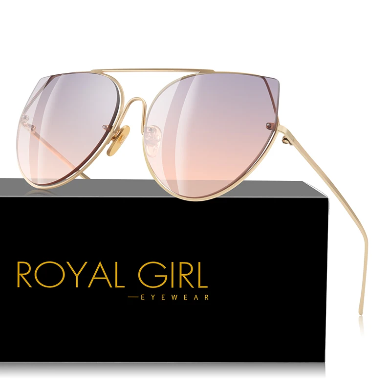 Женские солнцезащитные очки кошачий глаз ROYAL GIRL брендовые дизайнерские с двойной