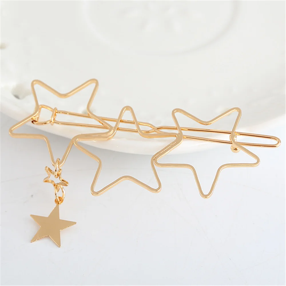 Коми новая мода полой в виде звезды и сердца заколка для волос женщин золото Цвет