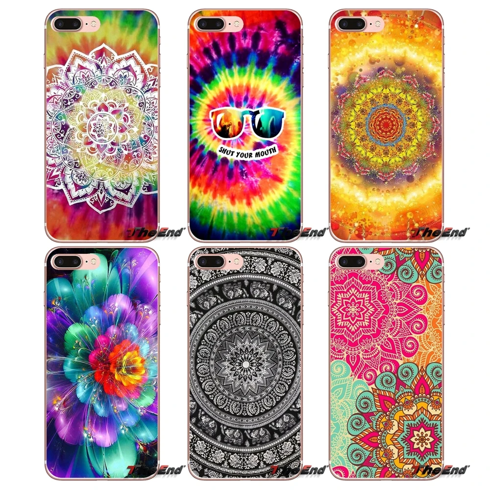 Мандала Цветок psychedelic Цветочный Мягкий чехол для Apple iPhone X 4 4S 5 5S SE 5C 6 6S 7 8 Plus 6Plus 7plus