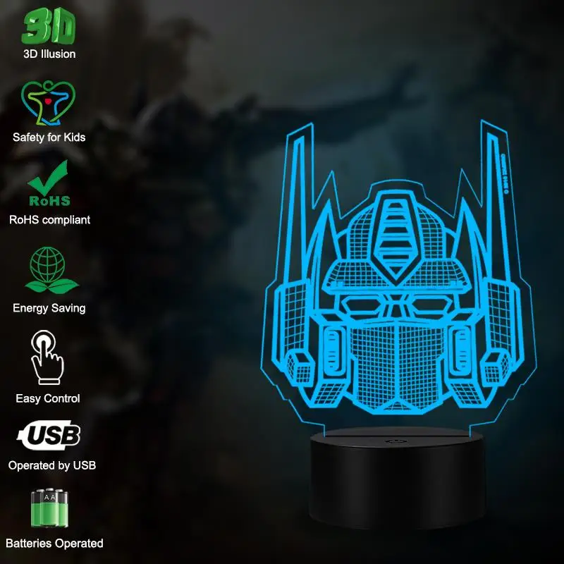 3d-ночник VCity с трансформерами многоцветный крутой светильник Optimus Prime домашнее