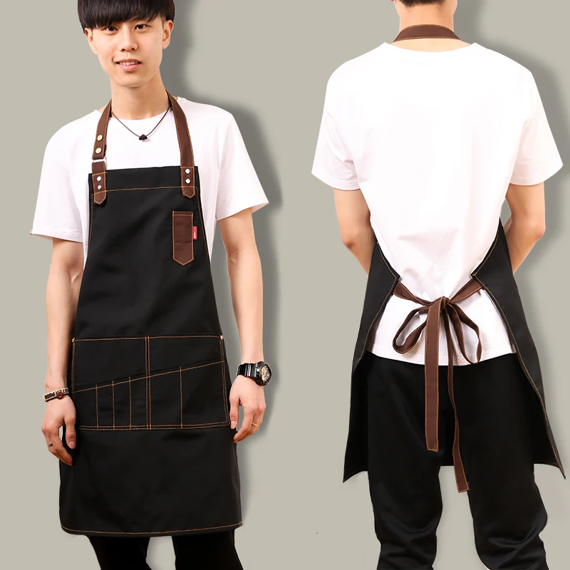 Фартуки из парусины на заказ печатные слова молочный чай кофейня пекарня