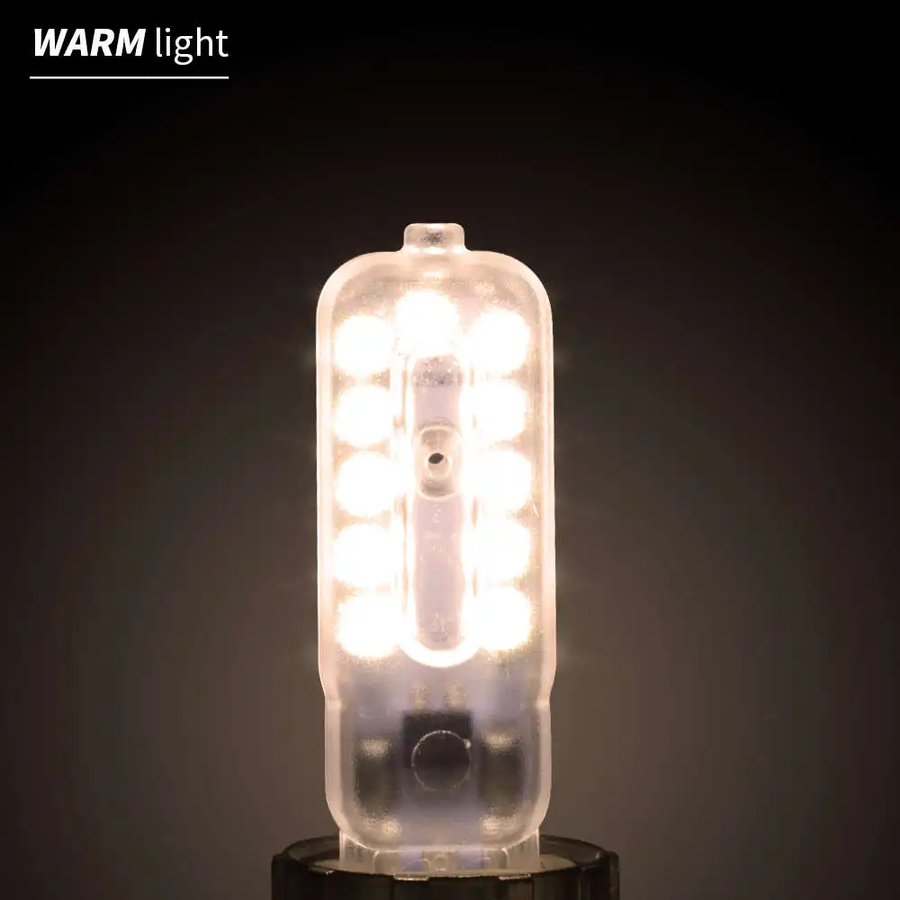Светодиодная лампа G9, 220 В, светильник-свеча, лампа 2835SMD, светодиодная лампа g9 с регулируемой яркостью, галогенная лампа G4, люстра, светильник, домашняя лампа, светодиодная лампа - Испускаемый цвет: Warm White