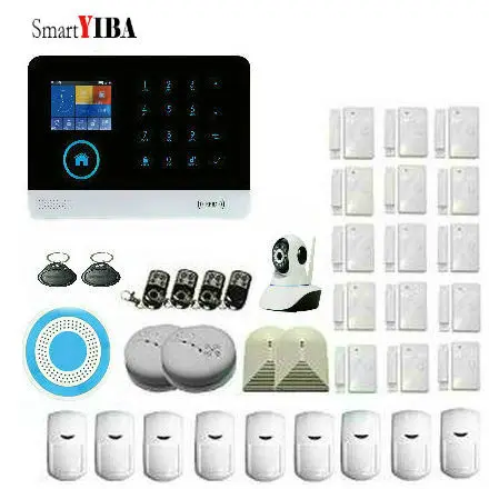 

Smart YIBA WiFi GSM GPRS RFID Home Burglar Alarm House Surveillance Security System Wireless IP Camera Siren Smoke Sensor .