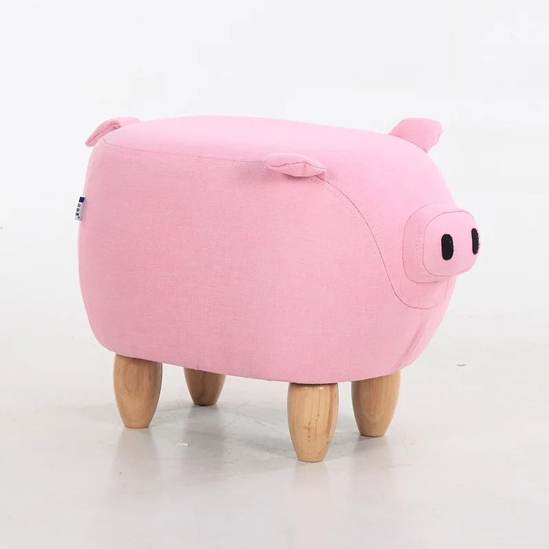 Pink 35% скидка! Тканевый табурет для дивана, стул оттоманский мешок для бобов, детские игрушки, табурет для ног из цельного дерева, Скандинавская мебель для дома и дома, свинка - Цвет: Pink