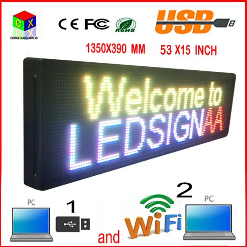 15x53-дюймовый программируемый светодиодный прокрутки высокой яркости P10RGB 7 цветов