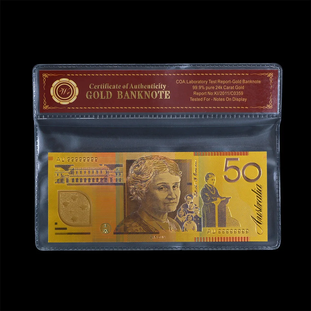Цветная металлическая Золотая фольга для банкнот в австралийском стиле 50
