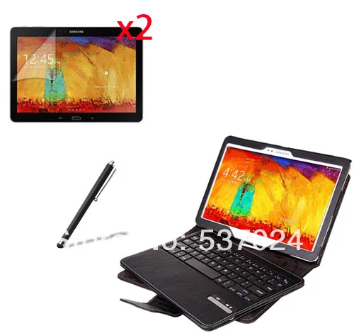 Беспроводной кожаный чехол с клавиатурой Bluetooth 3 0 Для Samsung Galaxy Note 10 1 2014 Edition P600 P601 + 2