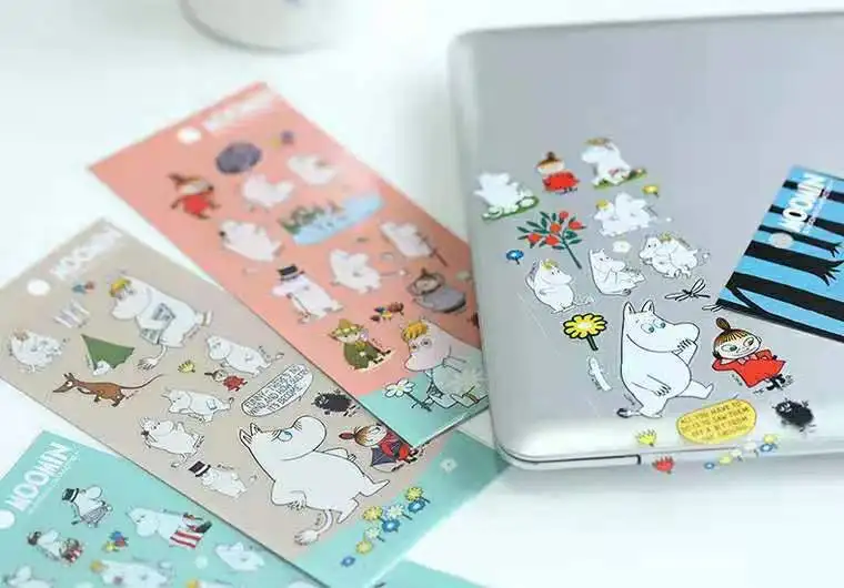 Moomin мультфильм Водонепроницаемый модный скейтборд стикер холодильник украшения Macbook muumi гитарная наклейка Косплей Очаровательная записная книжка наклейка
