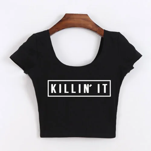 Модная сексуальная женская одежда Killin It укороченные топы футболка с коротким