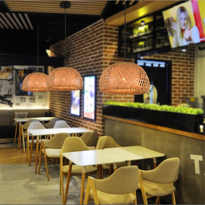 Винтажный бамбуковый светодиодный подвесной светильник с плетением в виде