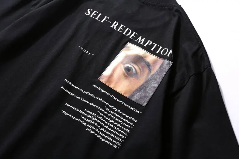 Novel ideas Self Redemption Patchwork Printed T-Shirt 2018 Hip Hop Short Sleeve Streetwear Tops Tees Fashion Skateboards Tshirts | Мужская
