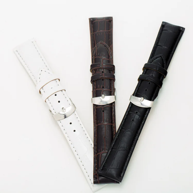 A007 20mm 16mm Black Brown Watchbands Pin Buckle Bracelet Leather Watch Band for Women Size White Strap Clock Men | Наручные часы