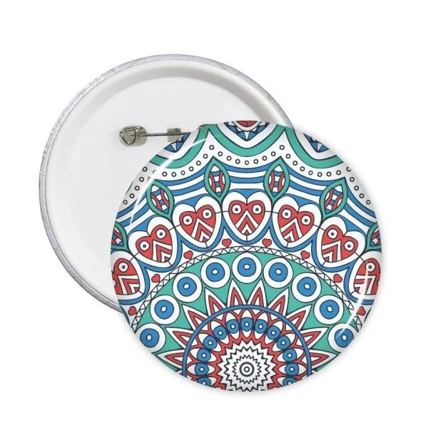 Printing Repeat Cloth Yellow Orange Brown Red Blue Colorful Circular Art Grain Illustration Pattern Round Pin Badge Button 5pcs | Дом и сад