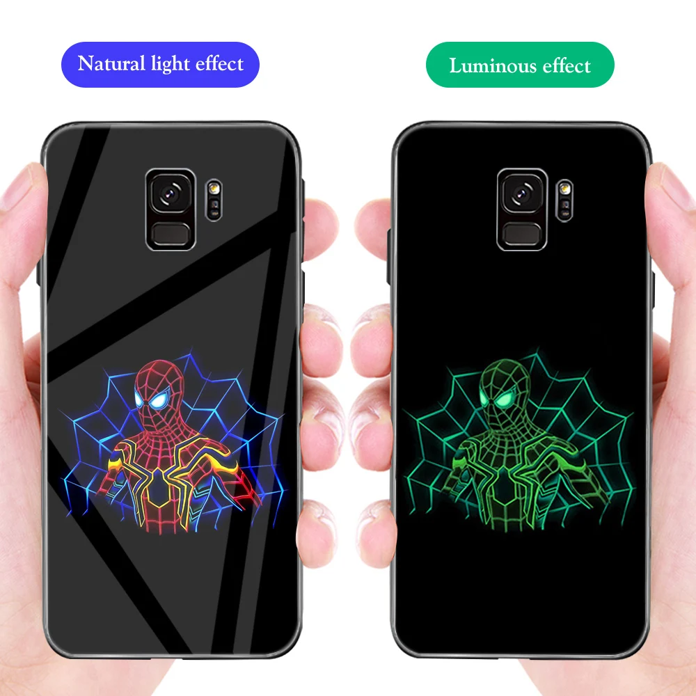 Чехол для телефона ciciber для samsung Galaxy S10 S9 S8 S7 Note 10 9 8 Plus S10e S10+ Edge Марвел Капитан Америк светящееся закаленное стекло