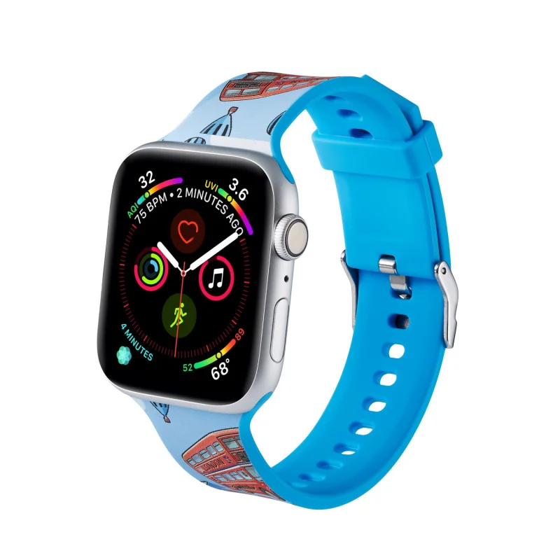 Спортивный силиконовый ремешок для часов Apple Watch 5 4 3 2 1 для iWatch 38 мм 42 мм 40 мм 44 мм мягкий ремешок мультяшный Фламинго браслет - Цвет: Style 2