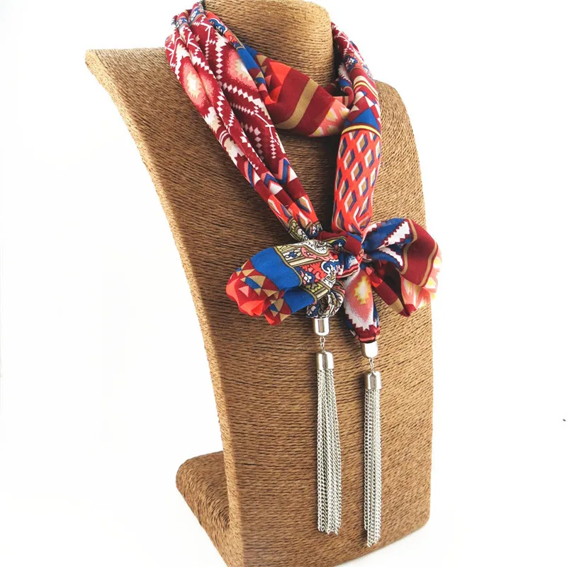 Женский кулон RUNMEIFA ожерелье шарф в богемном стиле с длинной металлической