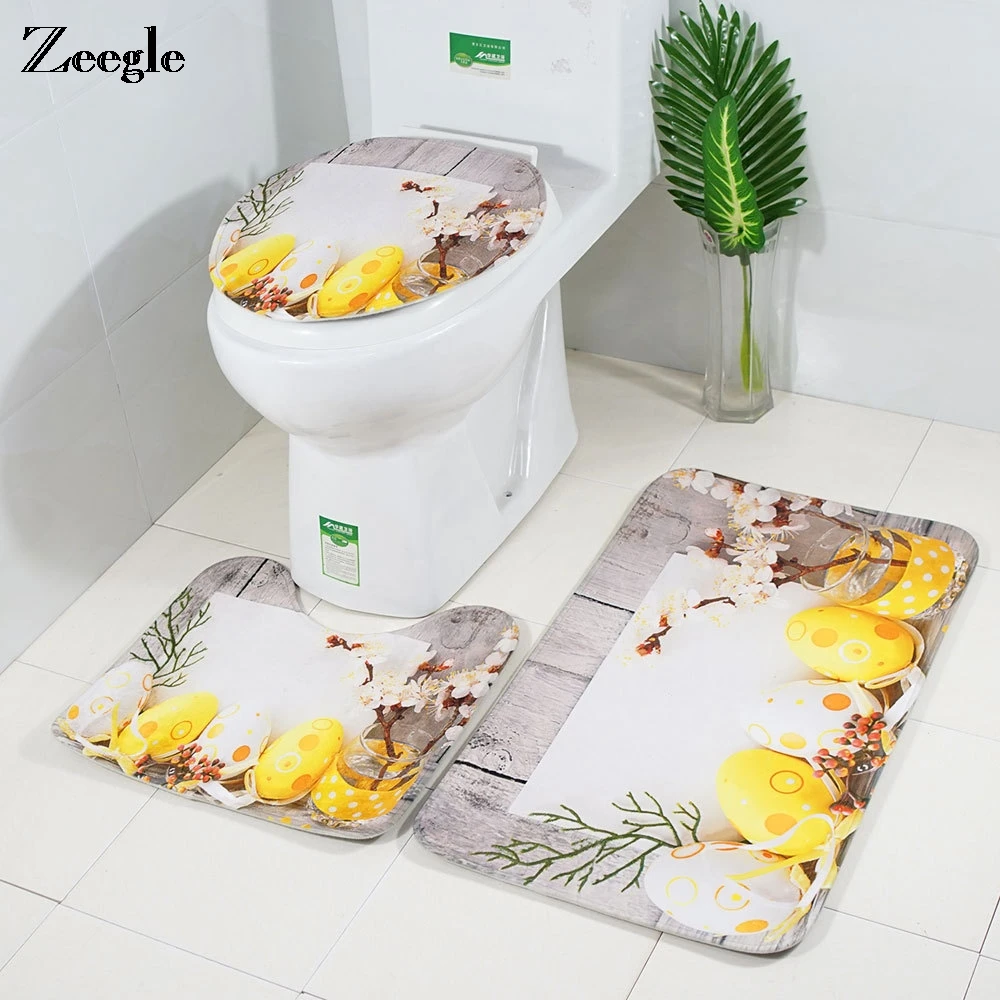 Zeegle рождественские коврики для ванной напольные коврик комнаты 3 шт./компл. набор