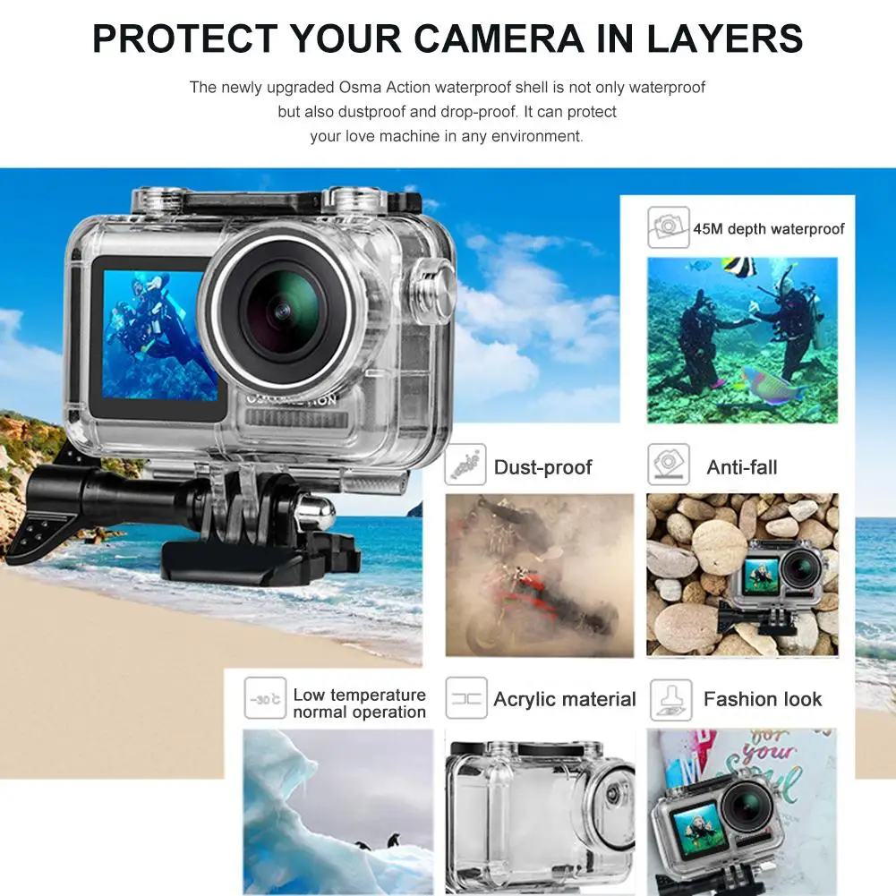 Водонепроницаемый защитный чехол для OSMO Action DJI Motion camera Подводные детали