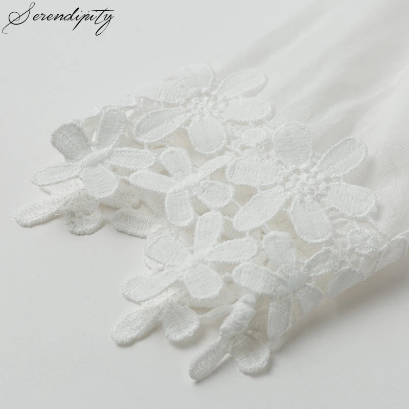

White Embroidery Women Lace Blouse Elegant Blouses and Tops Top Holiday Female Solid O Neck Casual Summer Plus Size 5XL Half
