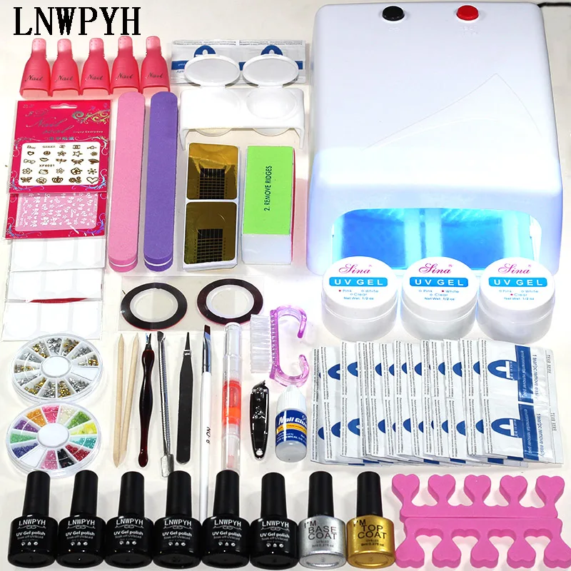 Nail Art Base инструмент 36 Вт УФ лампы 6 Цвет Soak Off Gel Top Coat гель продолжительного