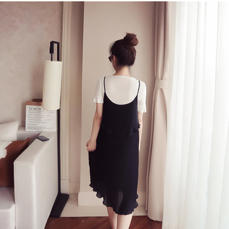 Новинка 2018 летний женский комплект водолазка футболка платье на бретельках