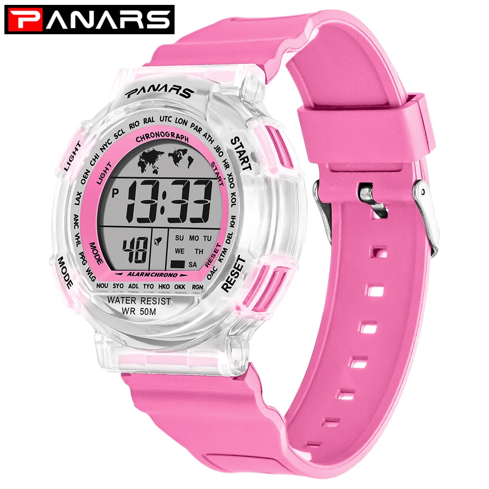 

PANARS 2021 New Sports Watches Fashion Men Women Map Watch Led Digital Wristwatches 50M Waterproof Electronic Clock Dropshipping