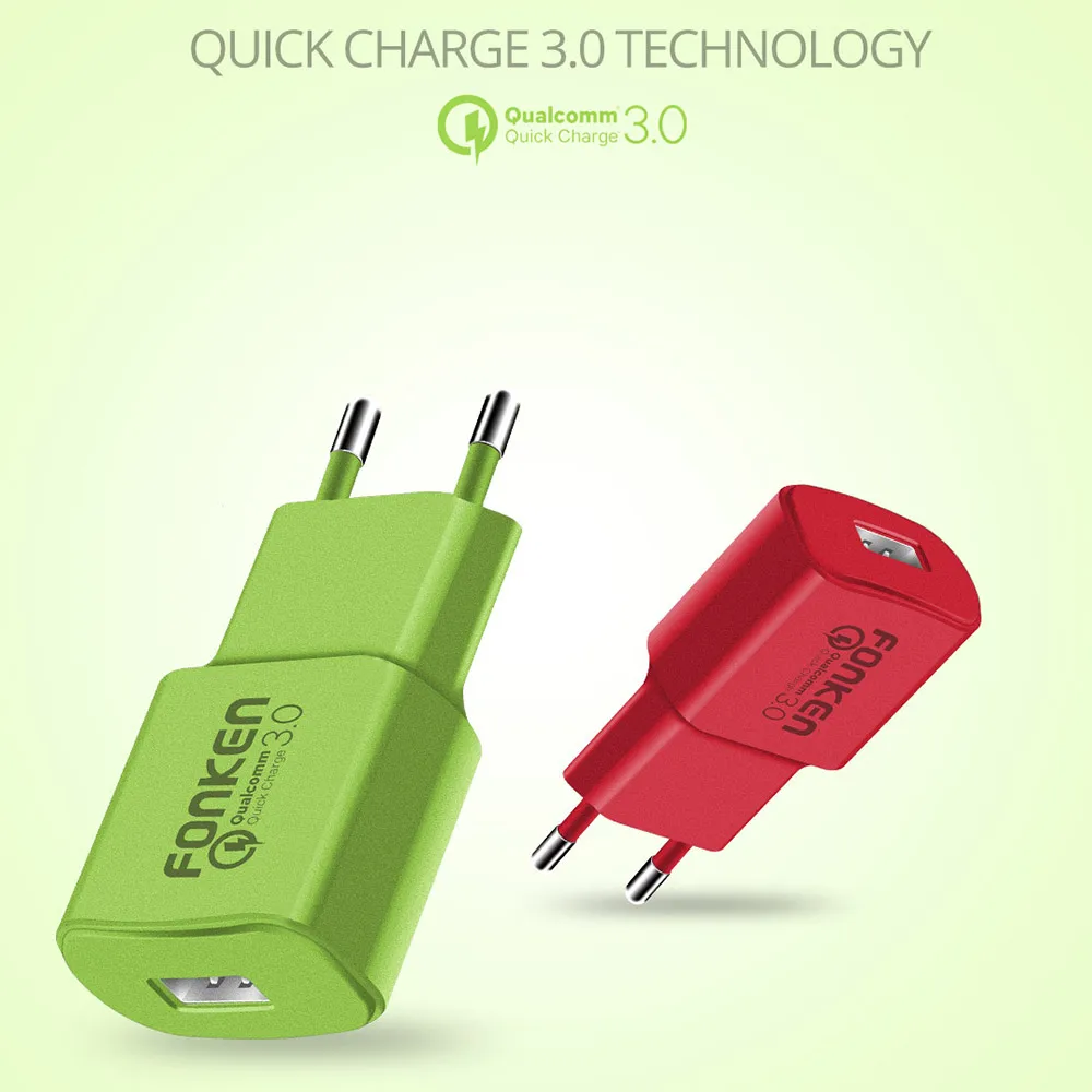 Цветное зарядное устройство USB Quick Charge 3 0 быстрое QC3.0 QC2.0 18 Вт с кабелем быстрой