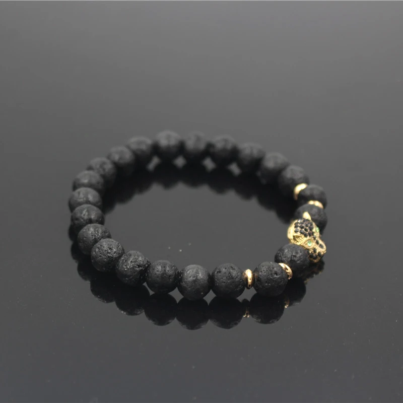 Женский винтажный браслет в виде головы леопарда с микро инкрустацией|bracelet