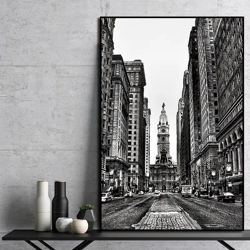 Настенные картины с абстрактным изображением здания церкви в скандинавском