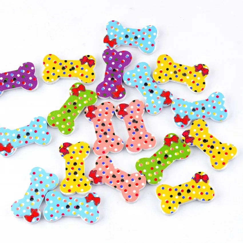 

Free Shipping Retail 10Pcs Random Mixed Lovely Bone Animals 2 Holes Wood Painting Sewing Buttons Scrapbooking 27mmx16mm F0127