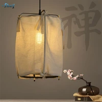 chinese cloth fabric shade pendant lights japanese restaurant shop living room decoration antique linen hanging lamps fixtures