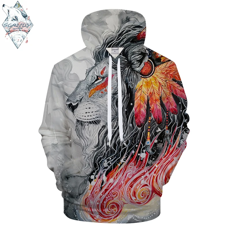 

Warrioori2 By Scandy Girl Art 3D Printing Hoodies Hooded Men Lion Hoodies 3d Sweatshirts Lion Streetwear Pullovers Brand Hooded