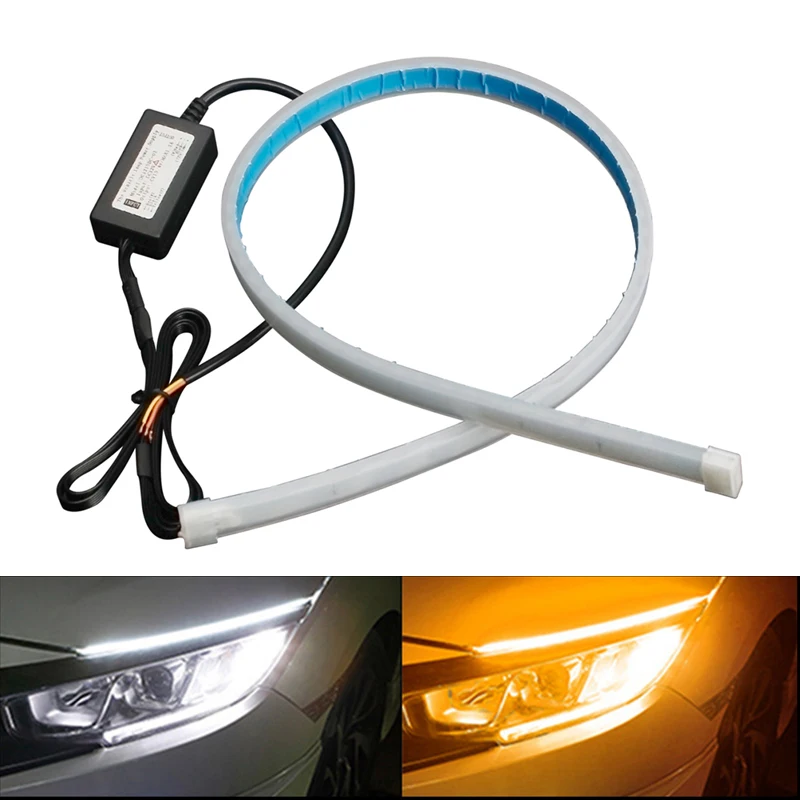 2 шт. 60Ccm Янтарный струящийся гибкая трубка указатель поворота 12V 24V внедорожник